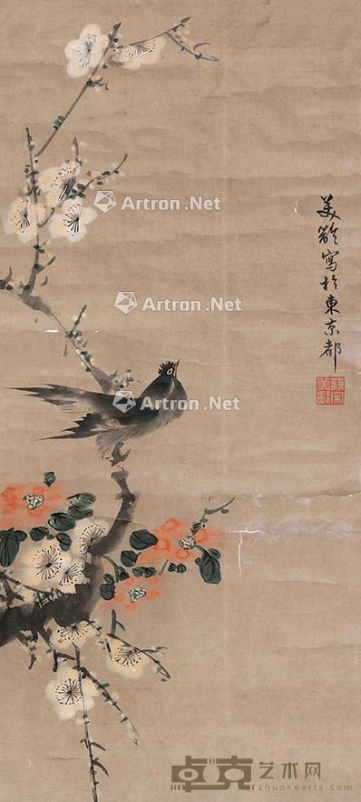花鸟 立轴 纸本 54×25cm