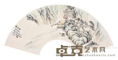 听瀑图扇面 镜片 纸本 20×58cm