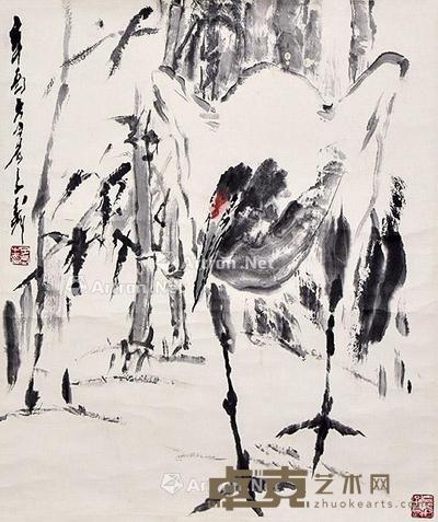 鹤寿图 立轴 纸本 67×57cm