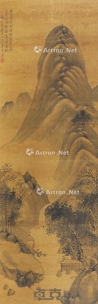  山水 立轴 绢本 131×42cm