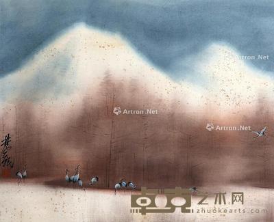 群鹤图 立轴 纸本 67×82cm