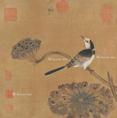 鸟 立轴 绢本 27×27cm