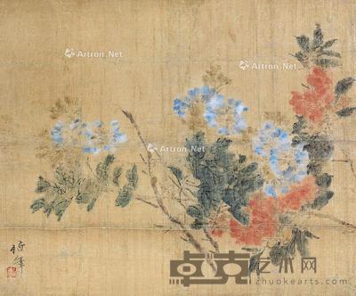 花卉 立轴 纸本 32×39cm