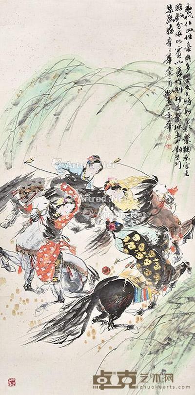 蹴踘图 镜片 纸本 128×63cm