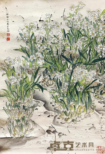  水仙花 立轴 纸本 67×46cm