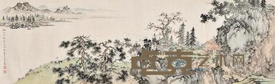 仿元人笔-谿山行旅 镜片 纸本 36×121cm