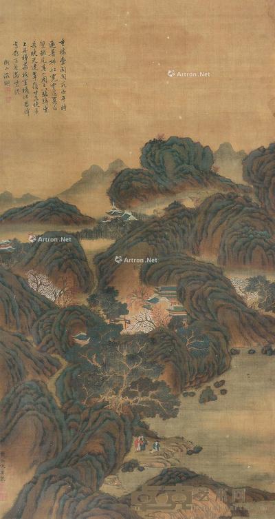  山水 立轴 绢本 89×47cm
