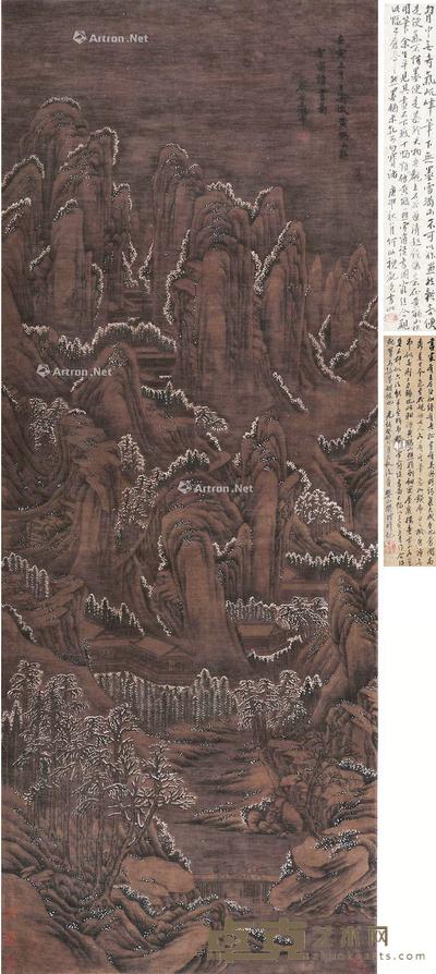 雪景 立轴 绢本 152×51cm