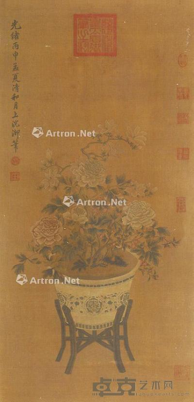  花卉 立轴 绢本 87×42cm