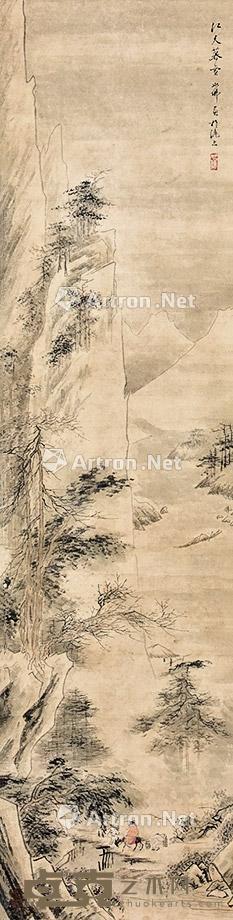 江天暮雪 立轴 纸本 115×28cm