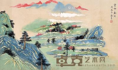 雪峰春溪 镜片 纸本 67×40cm