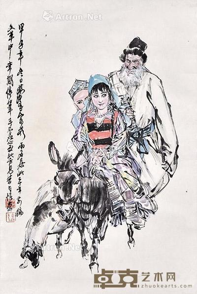 赶驴图 立轴 纸本 63×43cm