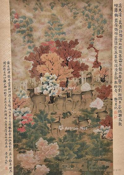 福禄图 立轴 绢本 108×62cm