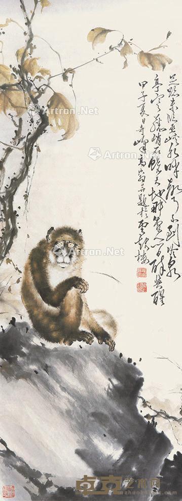 猴 立轴 纸本 114×43cm