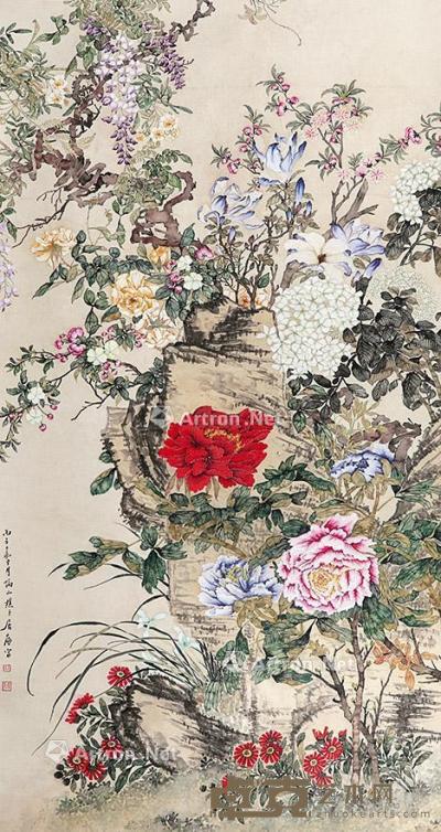  花卉 立轴 纸本 172×90cm