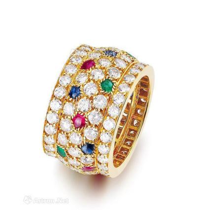  红宝石、蓝宝石 及 祖母绿 配钻石 戒指，卡地亚（Cartier）