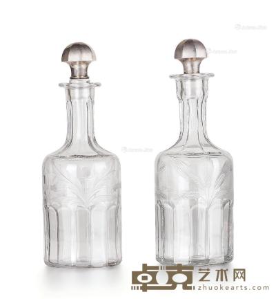  法国巴洛克风格纯银塞水晶醒酒器 高28cm；宽10cm