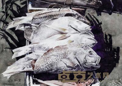 2012年作 咸鱼翻身 纸本水彩 36.5×51cm