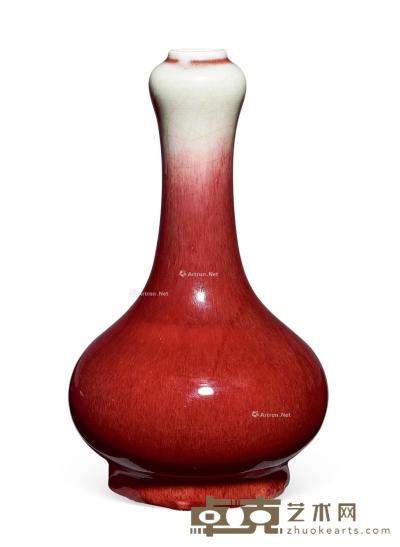 * 清中期 红釉蒜头瓶 高20.5cm