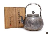  江户时期 初代竹影堂荣真造·樱川纹·银壶