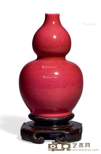 * 清中期 胭脂红釉葫芦瓶 高12cm