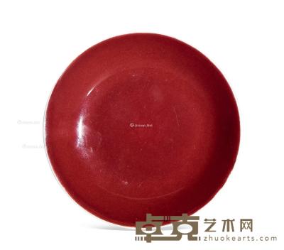 * 清中期 红釉盘 直径15.5cm