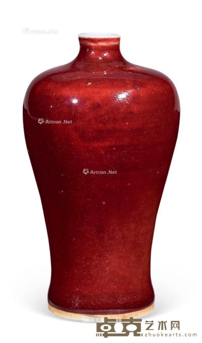 * 清中期 红釉梅瓶 高11cm