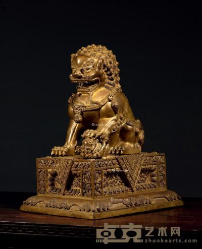 * 清中期 铜狮摆件 高35.5cm