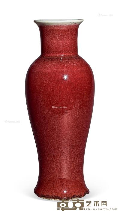 * 清中期 郎红釉观音瓶 高28cm