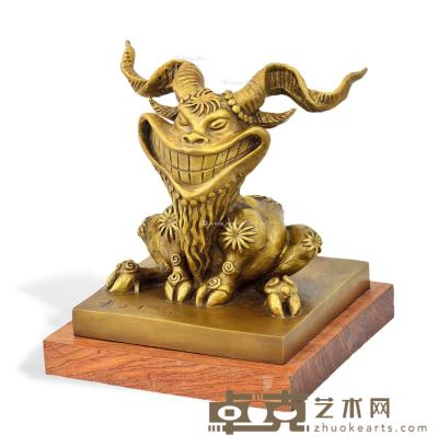  2015年作 羊羊得意 铸铜雕塑 28×23×27cm