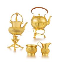  英国19世纪维多利亚时期铜鎏金茶具 （四件套）