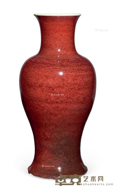 * 清康熙 郎红釉观音瓶 高42cm