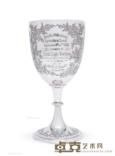  英国纯银錾刻红酒杯 高25cm；宽12cm