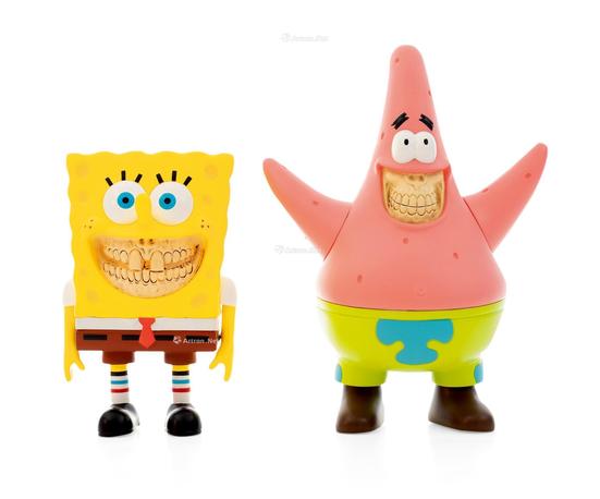  SPONGE BOB，PATRICK STAR 海绵宝宝、派大星（古牙） （两件一组） 彩绘 搪胶