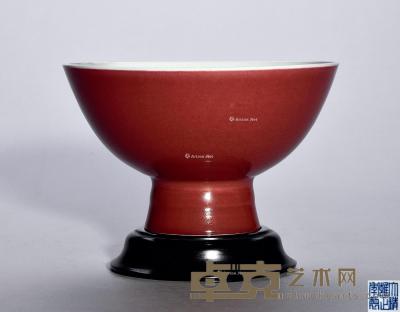 * 清雍正 红釉高足碗 直径18.5cm