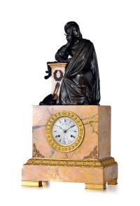  法国19世纪大理石青铜雕塑座钟