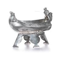  20世纪英式铸铜镀银人物船型器皿