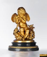  法国19世纪铜鎏金“小天使”雕塑，Émile-André Boisseau