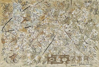  2018年作 白木香折枝花卉 布面油画 55×78cm