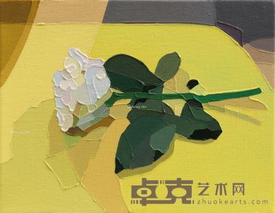  2019年作 黄色玫瑰之二 布面油画 25×32cm