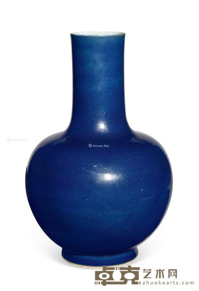 * 清 蓝釉天球瓶 高48cm