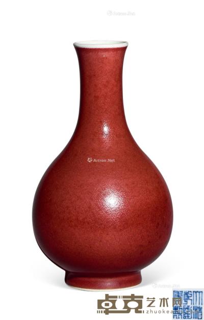 * 清乾隆 红釉撇口瓶 高18cm