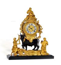  法国19世纪青铜及铜鎏金人物壁炉钟