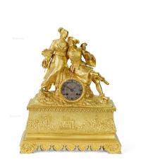  法国19世纪铜鎏金中国风人物座钟