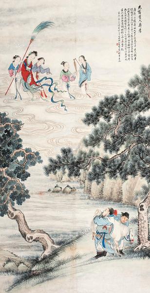  1942年作 富贵寿考图 立轴 设色纸本