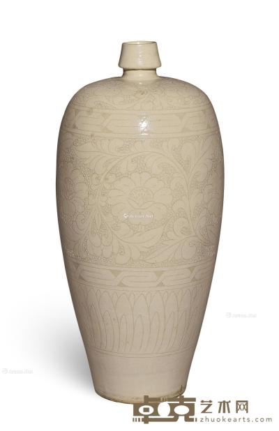  白釉剔花梅瓶 高44cm