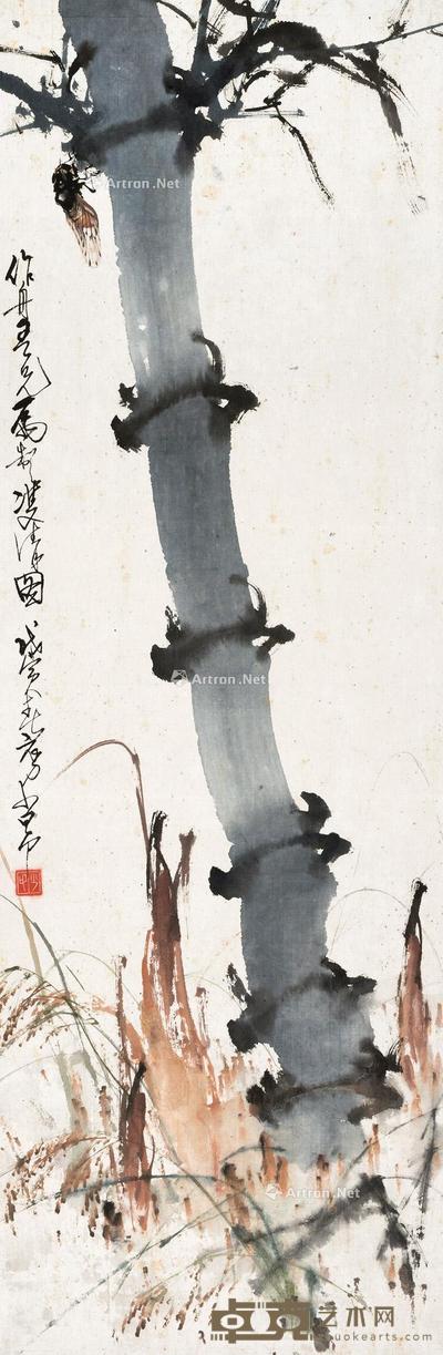 1938年作 节节高 立轴 设色纸本 106×34.5cm
