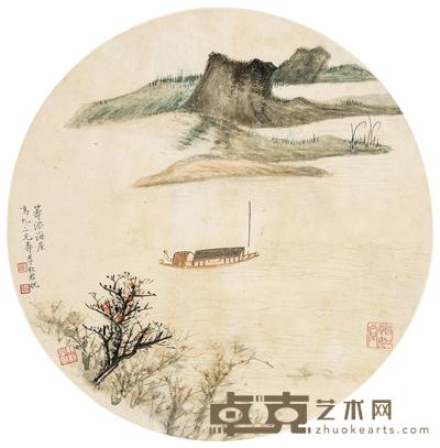 筹添海屋 立轴 设色纸本 直径31cm