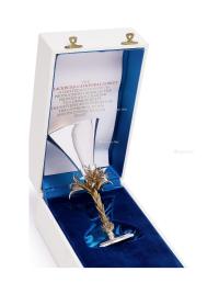  英国伊丽莎白二世教堂限量纪念款纯银内鎏金高脚香槟杯（原盒）
