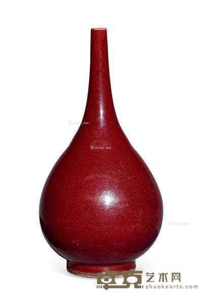  清中期 红釉胆瓶 高40cm